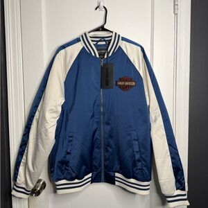 NWT Harley-Davidson Motorcycles Woven Blue Club  Bomber Jacket Size: Large